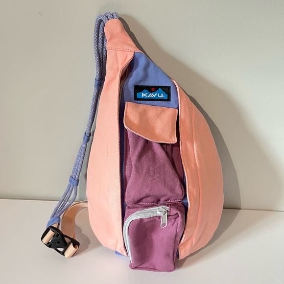 Kavu ⛰️ Mini Rope Sling Bag Crossbody Strap Backpack Pack Tote Pink Blue Pockets - Picture 1 of 16